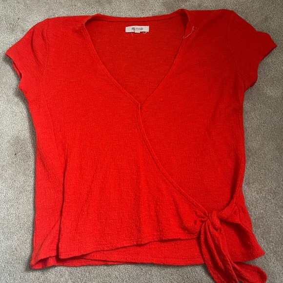 Madewell Texture & Thread Wrap-Tie Top - Picture 2 of 3